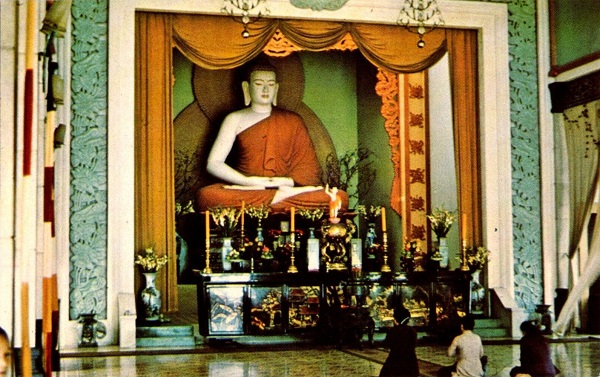 Buddha Statue Altar Xa Loi Pagoda Vintage Postcard