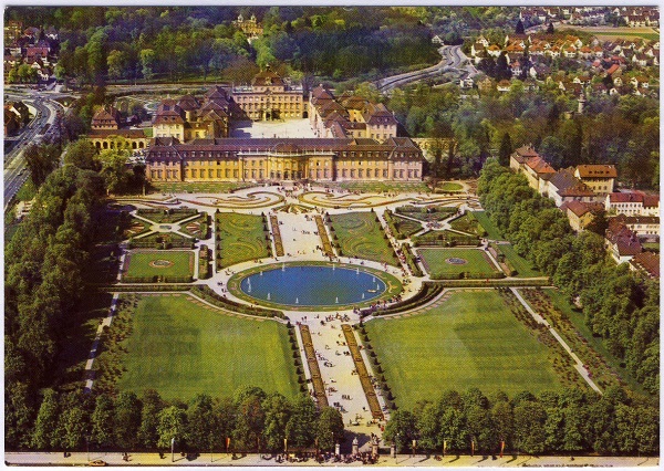 Ludwigsburg Residence Castle and Garden Vintage Postcard